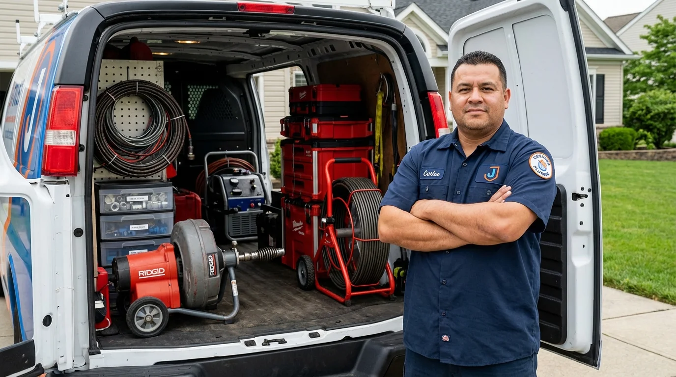 Professional drain cleaning equipment and Johns Plumbing LLC plumber in Belchertown